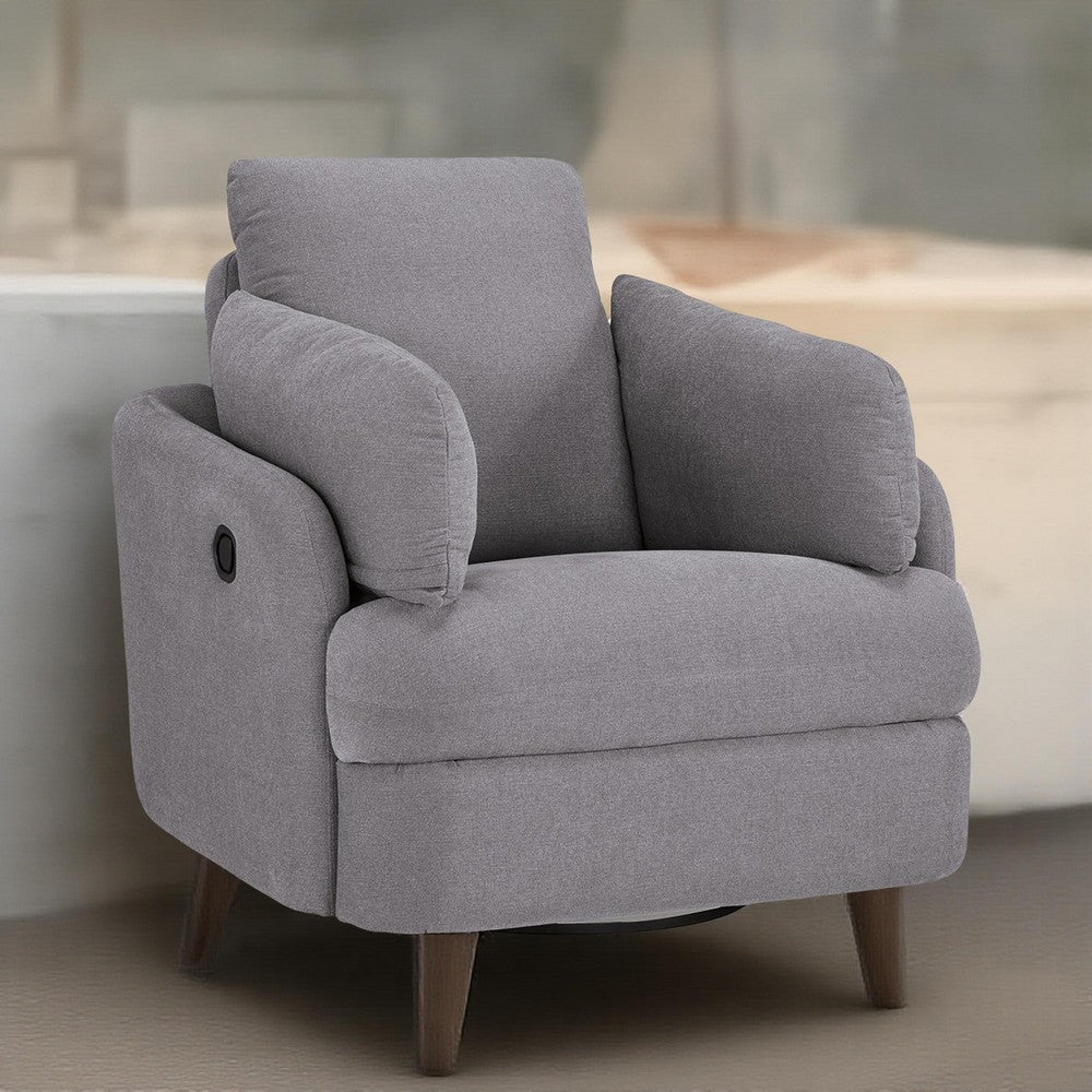 Ashley Emmett Swivel Manual Glider Recliner Chair, Gray Polyester, 2 Pillows