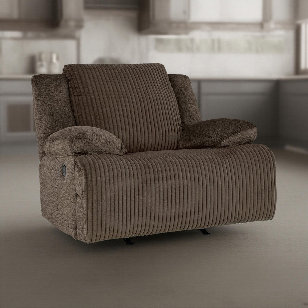 Ashley Vincent Manual Rocker Recliner Chair, Chocolate Brown Corduroy Fabric