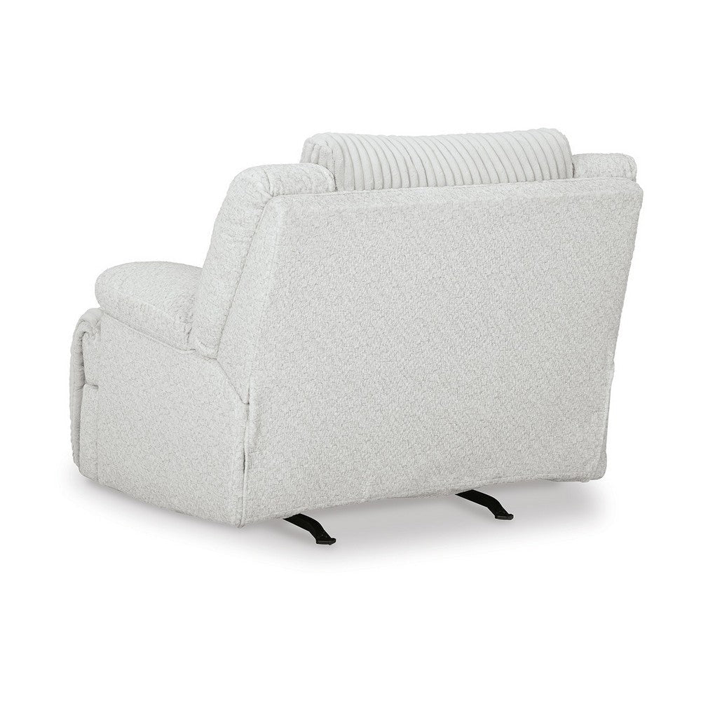 Ashley Vincent Manual Rocker Recliner Chair White Corduroy Pillow Arms BM329048