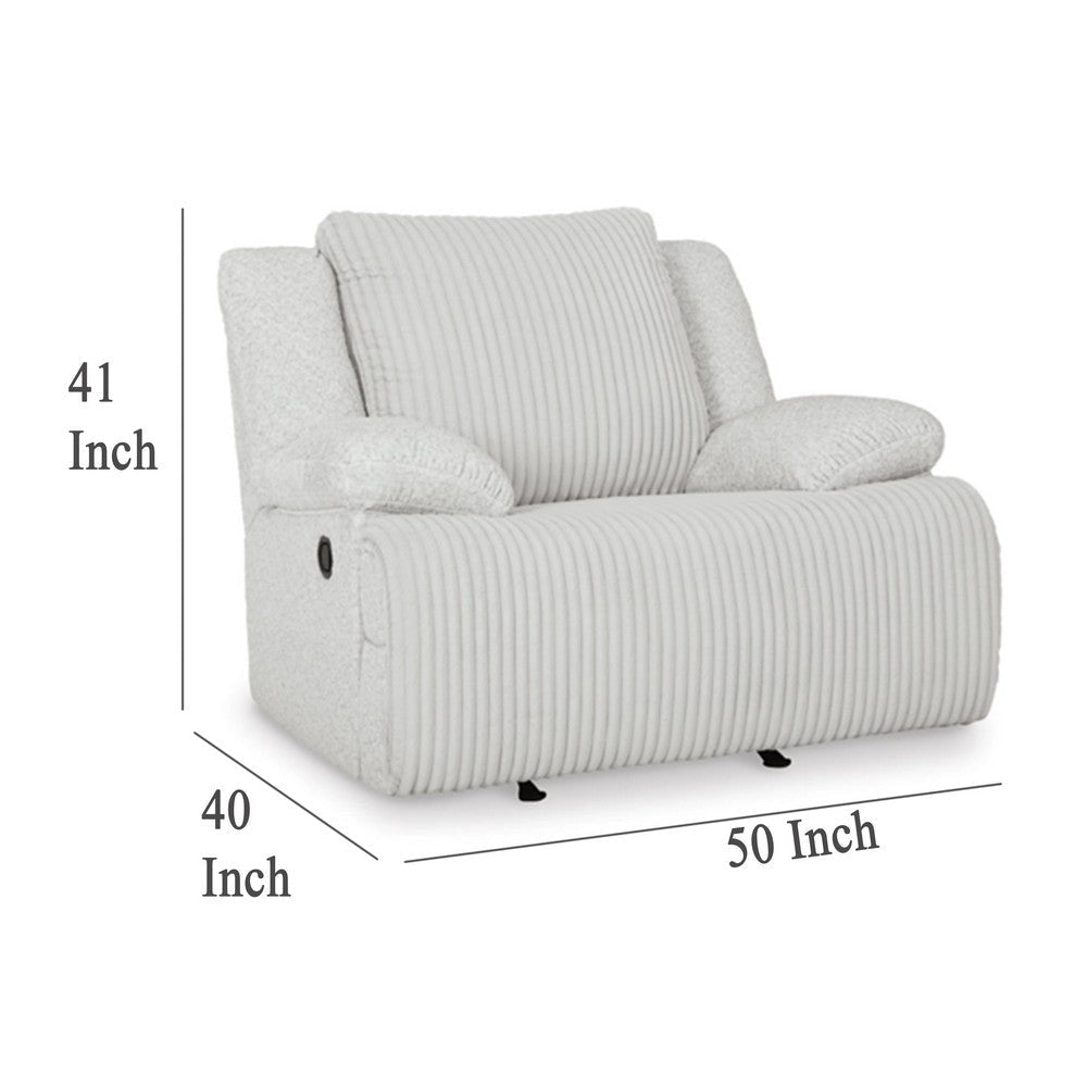 Ashley Vincent Manual Rocker Recliner Chair White Corduroy Pillow Arms BM329048