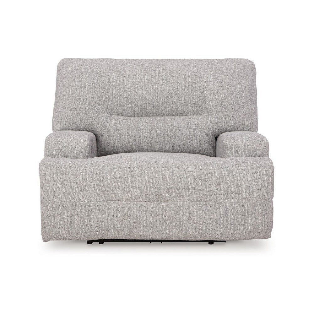 Ashley Marissa Wide Seat Power Recliner Chair Gray Polyester Soft Cushioned BM329049