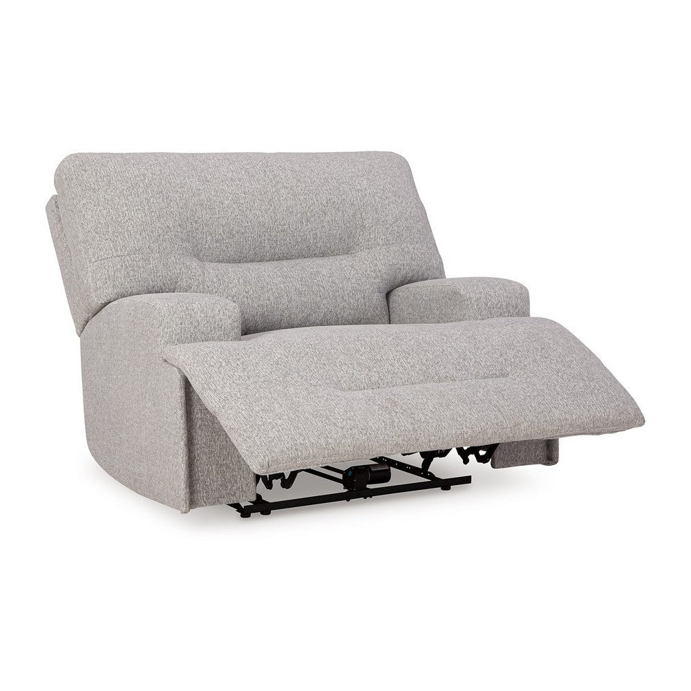 Ashley Marissa Wide Seat Power Recliner Chair Gray Polyester Soft Cushioned BM329049