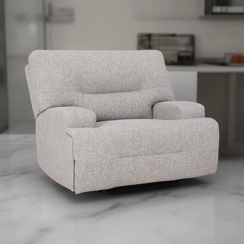 Ashley Marissa Wide Seat Power Recliner Chair, Gray Polyester, Soft Cushioned