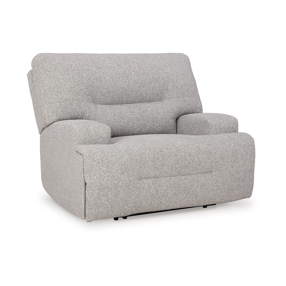 Ashley Marissa Wide Seat Power Recliner Chair Gray Polyester Soft Cushioned BM329049