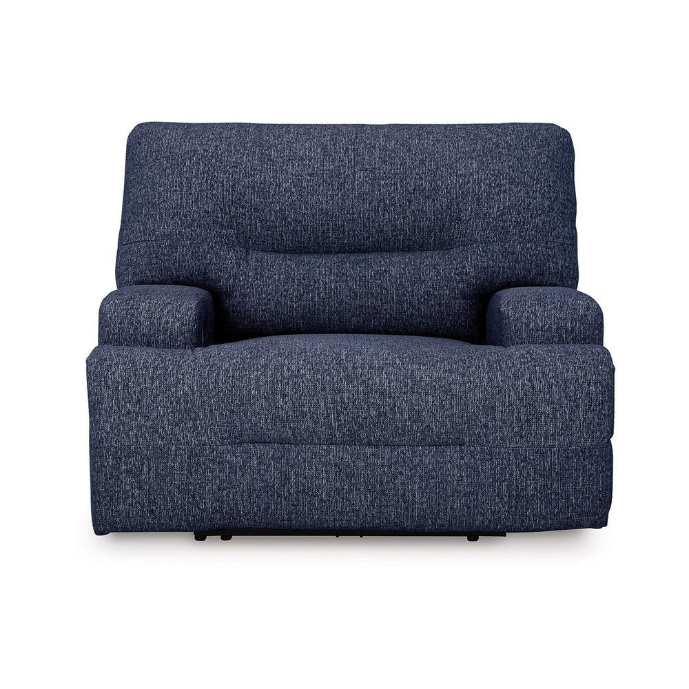 Ashley Marissa Wide Seat Power Recliner Chair Soft Navy Blue Polyester BM329050