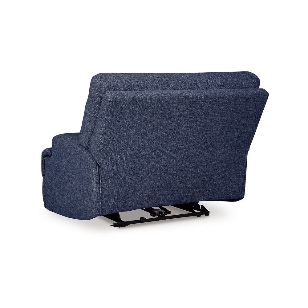 Ashley Marissa Wide Seat Power Recliner Chair Soft Navy Blue Polyester BM329050