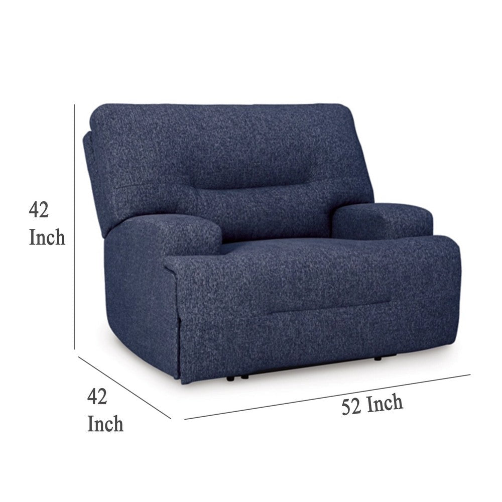 Ashley Marissa Wide Seat Power Recliner Chair Soft Navy Blue Polyester BM329050