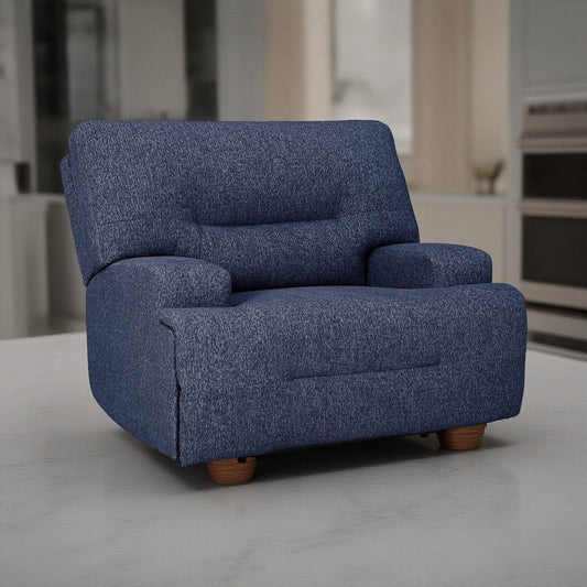 Ashley Marissa Wide Seat Power Recliner Chair, Soft Navy Blue Polyester