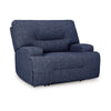 Ashley Marissa Wide Seat Power Recliner Chair Soft Navy Blue Polyester BM329050
