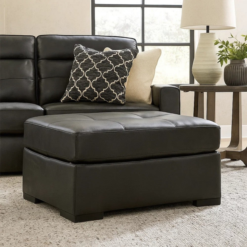 Ashley Keaton Oversized Accent Ottoman, Black Faux Leather, 40 Inch