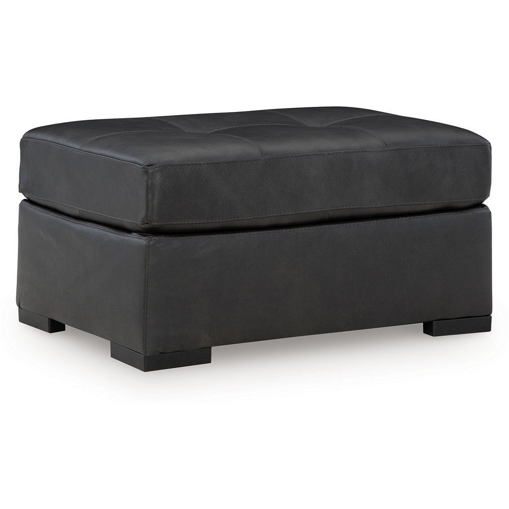 Ashley Keaton Oversized Accent Ottoman, Black Faux Leather, 40 Inch