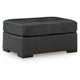 Ashley Keaton Oversized Accent Ottoman, Black Faux Leather, 40 Inch