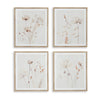 Ashley Corwin Wall Art Set of 4, Simple Flowers, Light Brown Wood Frame 23x27