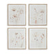 Ashley Corwin Wall Art Set of 4, Simple Flowers, Light Brown Wood Frame 23x27