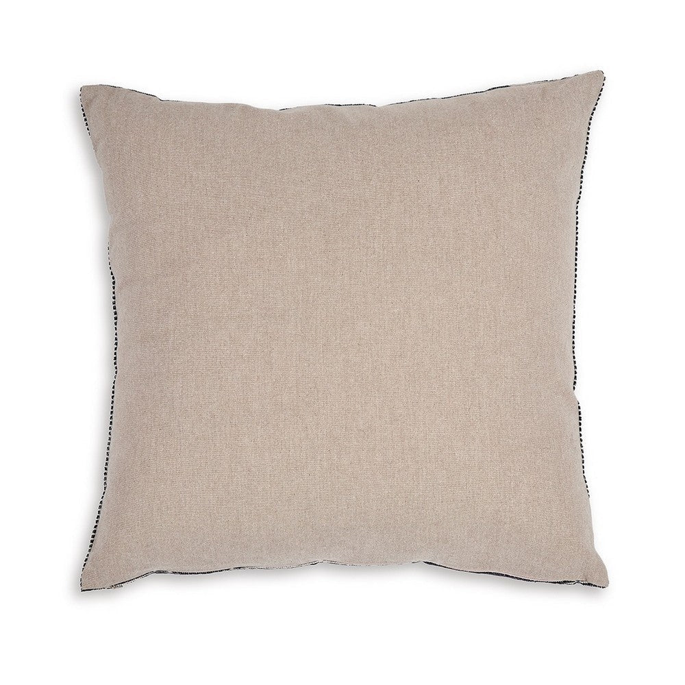 Ashley Square Accent Throw Pillow 20 Inch Striped Black Cotton Gray Brown BM329062