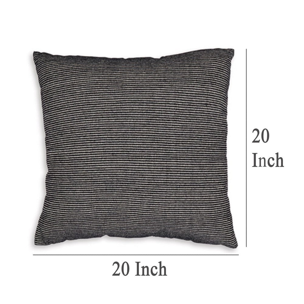 Ashley Square Accent Throw Pillow 20 Inch Striped Black Cotton Gray Brown BM329062