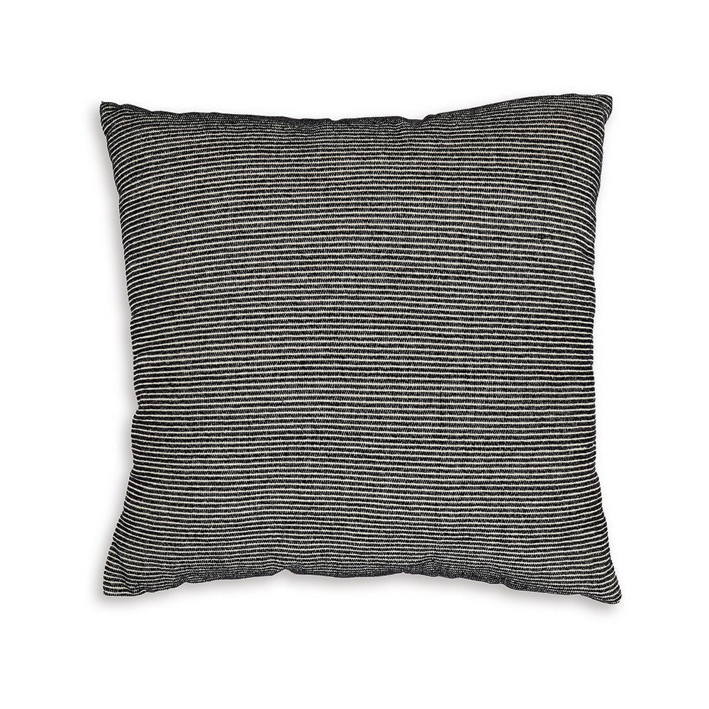Ashley Square Accent Throw Pillow, 20 Inch, Striped Black Cotton, Gray Brown