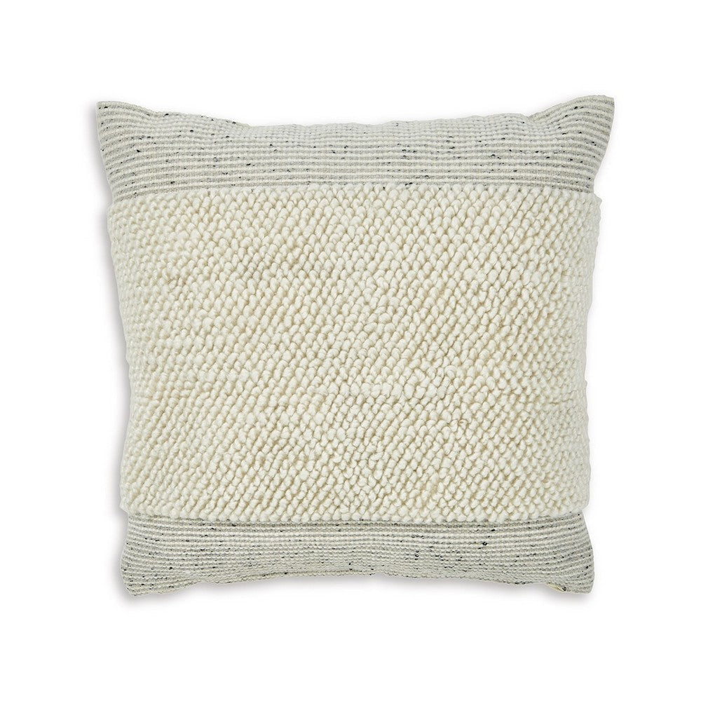 Ashley Square Accent Throw Pillow, 20 Inch, White and Gray Stripes, Polyfill