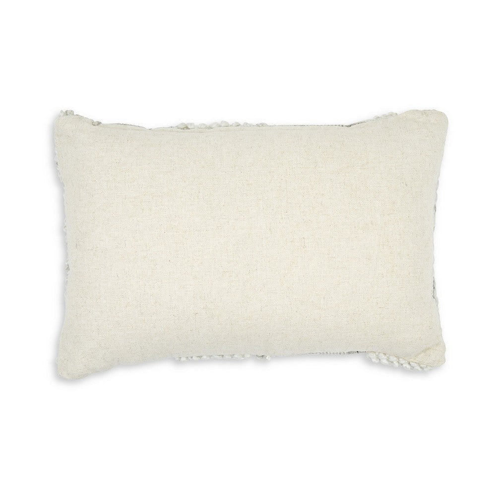 Ashley Lumbar Accent Throw Pillow Gray White Embossed Stripes 14 x 20 BM329064