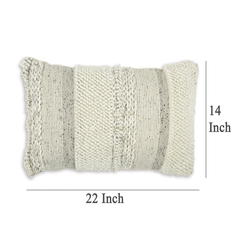 Ashley Lumbar Accent Throw Pillow Gray White Embossed Stripes 14 x 20 BM329064