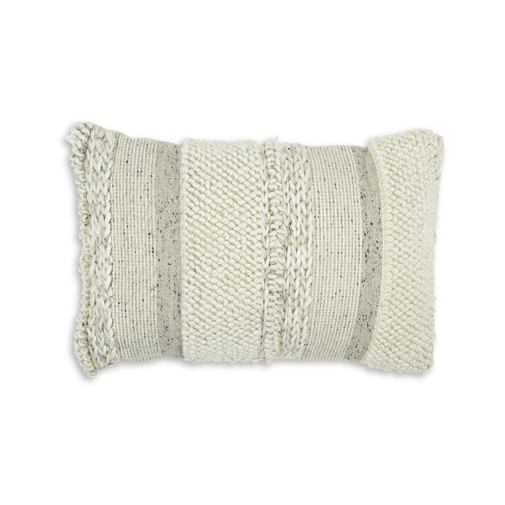 Ashley Lumbar Accent Throw Pillow, Gray White Embossed Stripes, 14 x 20