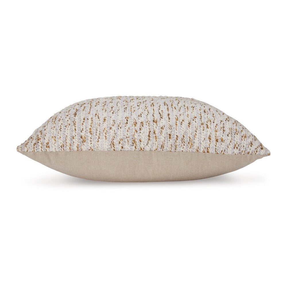 Ashley Lora Square Accent Throw Pillow 20 Inch Abstract Gold Stripes Ivory BM329065