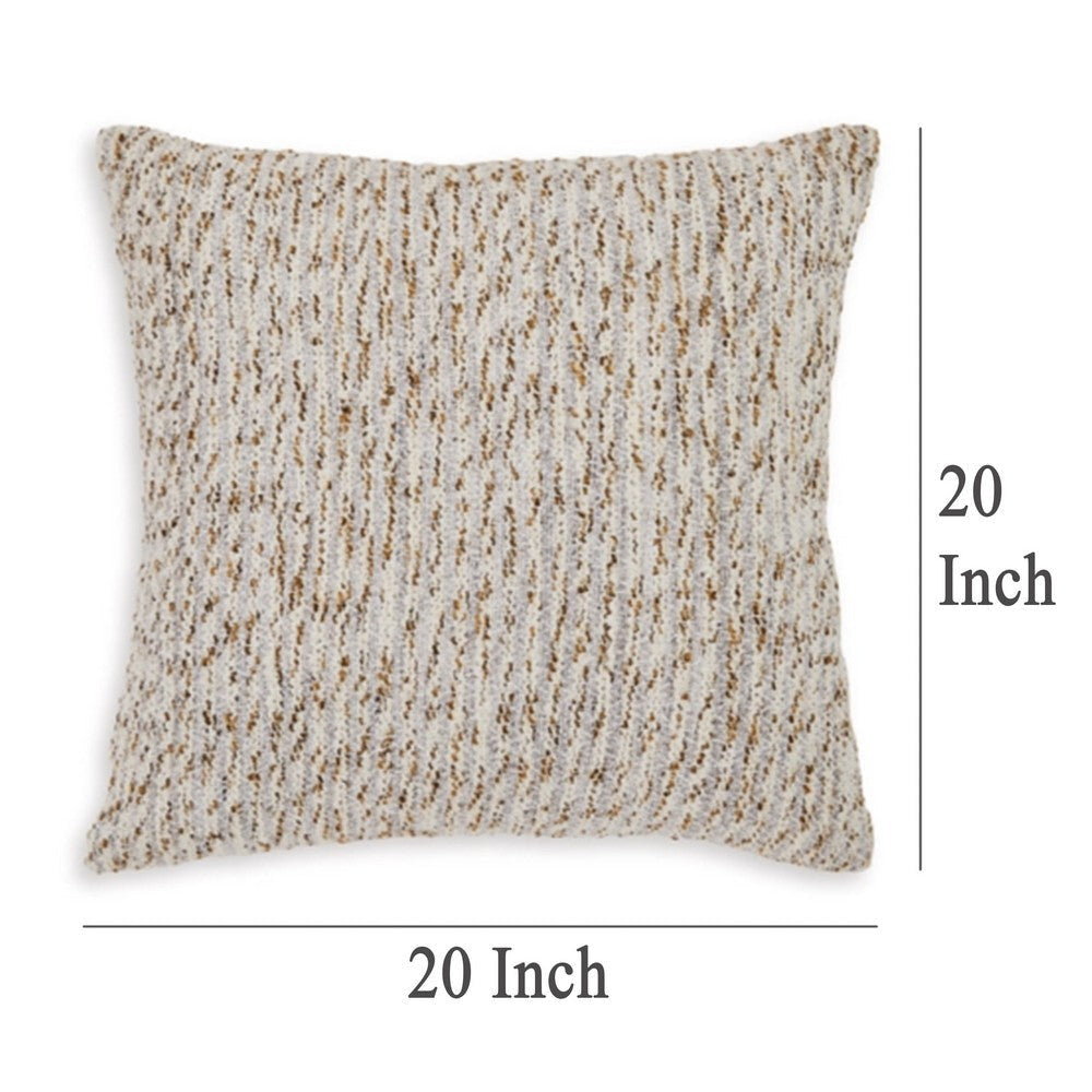 Ashley Lora Square Accent Throw Pillow 20 Inch Abstract Gold Stripes Ivory BM329065