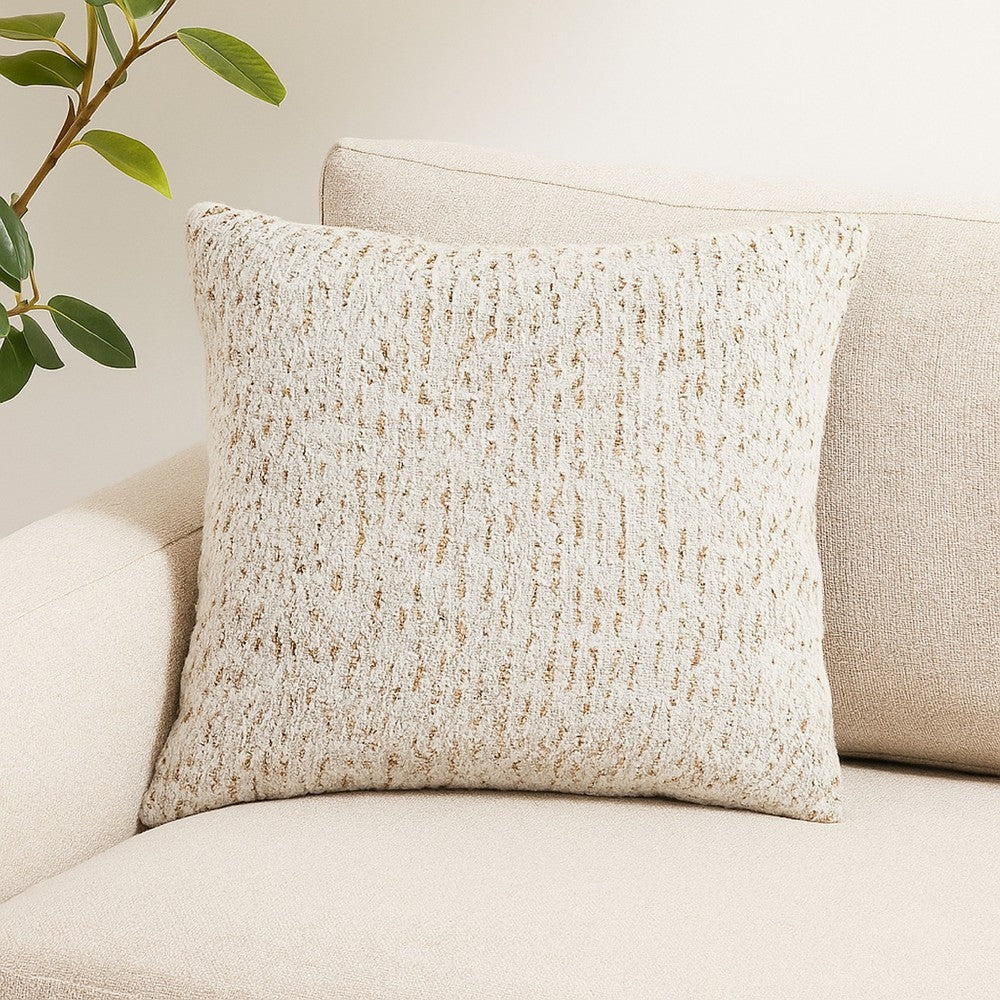 Ashley Lora Square Accent Throw Pillow, 20 Inch, Abstract Gold Stripes, Ivory