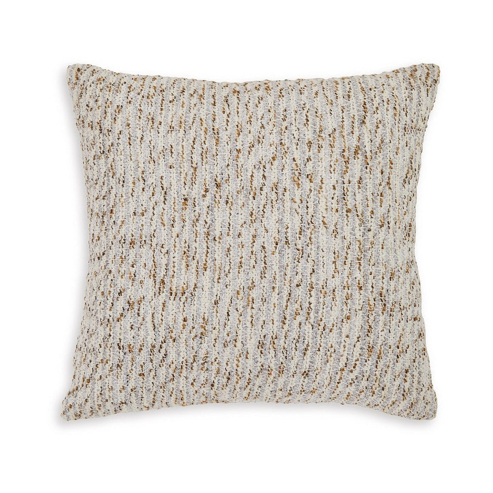 Ashley Lora Square Accent Throw Pillow, 20 Inch, Abstract Gold Stripes, Ivory