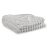 Ashley Visha Throw Blanket, Jacquard Faux Fur Stripes, Modern White Polyester