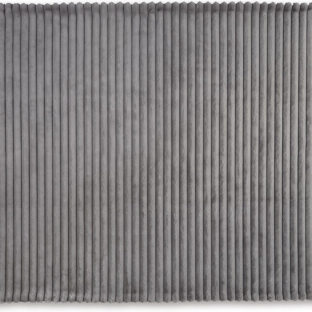 Ashley Visha Throw Blanket Jacquard Faux Fur Stripes Modern Gray Polyester