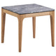 Aris Side End Table, 24 Inch Gray Faux Marble, Square Light Oak Wood