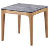 Aris Side End Table 24 Inch Gray Faux Marble Square Light Oak Wood BM329072