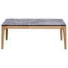 Aris Coffee Table 47 Inch Gray Faux Marble Rectangular Brown Wood BM329073