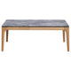 Aris Coffee Table 47 Inch Gray Faux Marble Rectangular Brown Wood BM329073