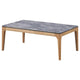 Aris Coffee Table 47 Inch Gray Faux Marble Rectangular Brown Wood BM329073