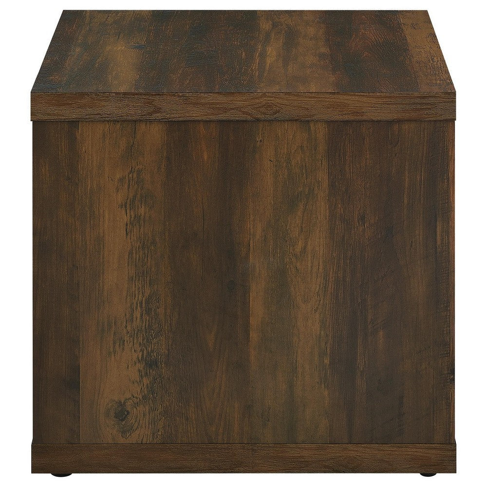 Rizz Side End Table Square Cube Design Open Shelf 23 Inch Dark Brown