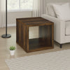 Rizz Side End Table, Square Cube Design Open Shelf, 23 Inch Dark Brown
