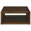 Rizz Coffee Table Square Cube Design Open Shelf 36 Inch Dark Brown