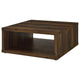 Rizz Coffee Table Square Cube Design Open Shelf 36 Inch Dark Brown