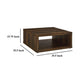 Rizz Coffee Table Square Cube Design Open Shelf 36 Inch Dark Brown