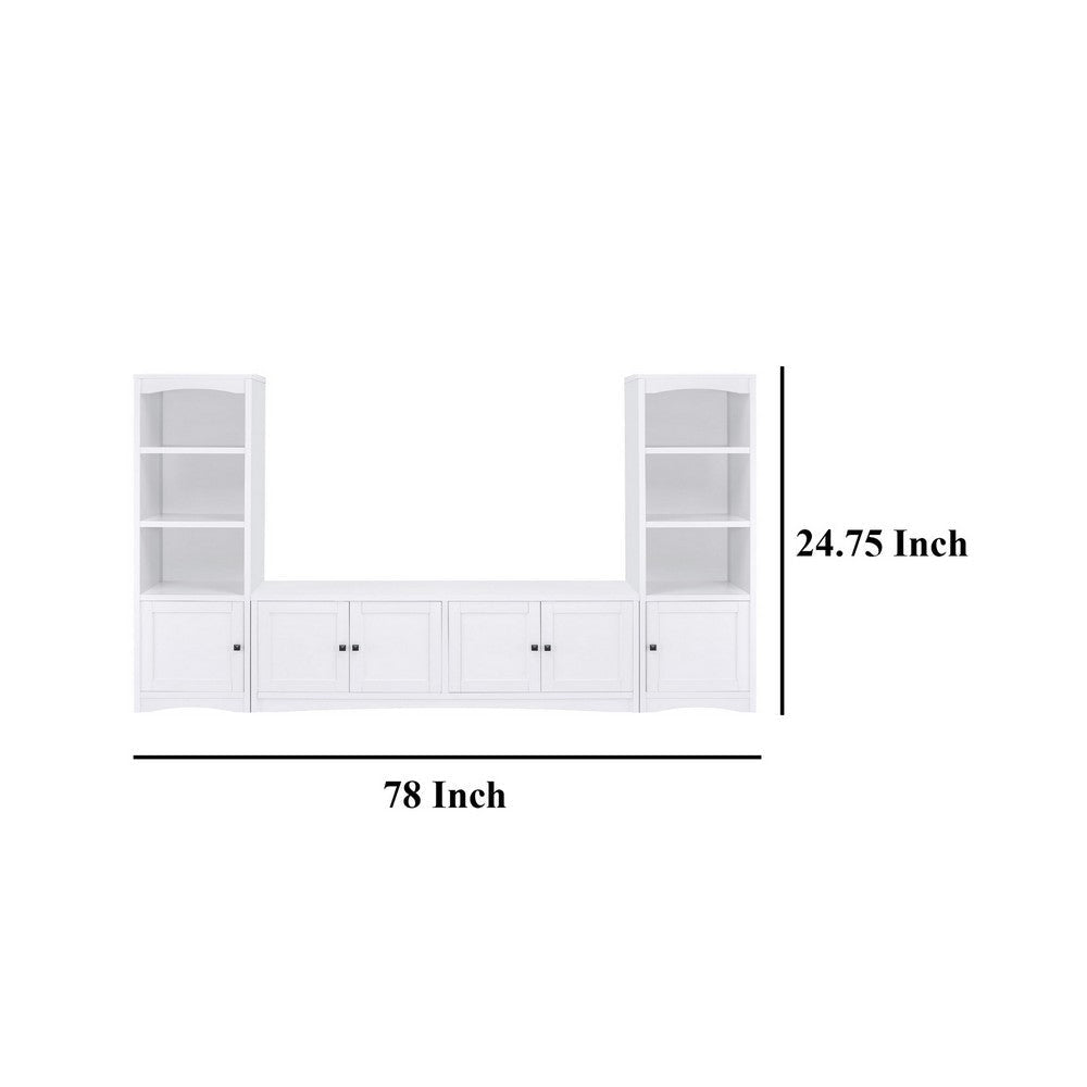 Donna 3pc TV Stand Wall Unit with 2 Media Towers White 78 Inch