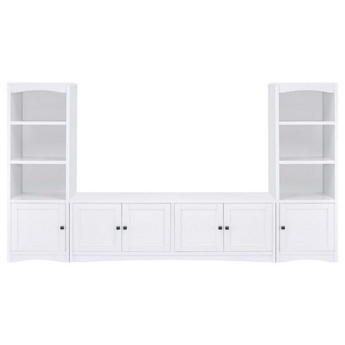 Donna 3pc TV Stand Wall Unit with 2 Media Towers, White, 78 Inch