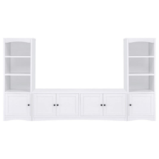 Donna 3pc TV Stand Wall Unit with 2 Media Towers, White, 78 Inch