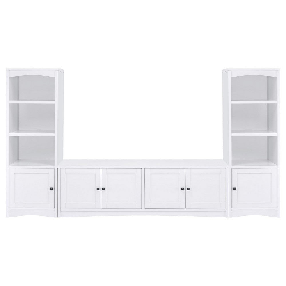 Donna 3pc TV Stand Wall Unit with 2 Media Towers, White, 78 Inch