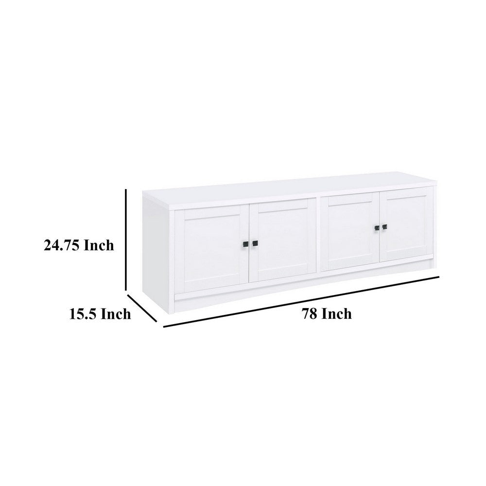 Donna TV Stand Media Cabinet with 4 Doors White Melamine 78 Inch BM329085