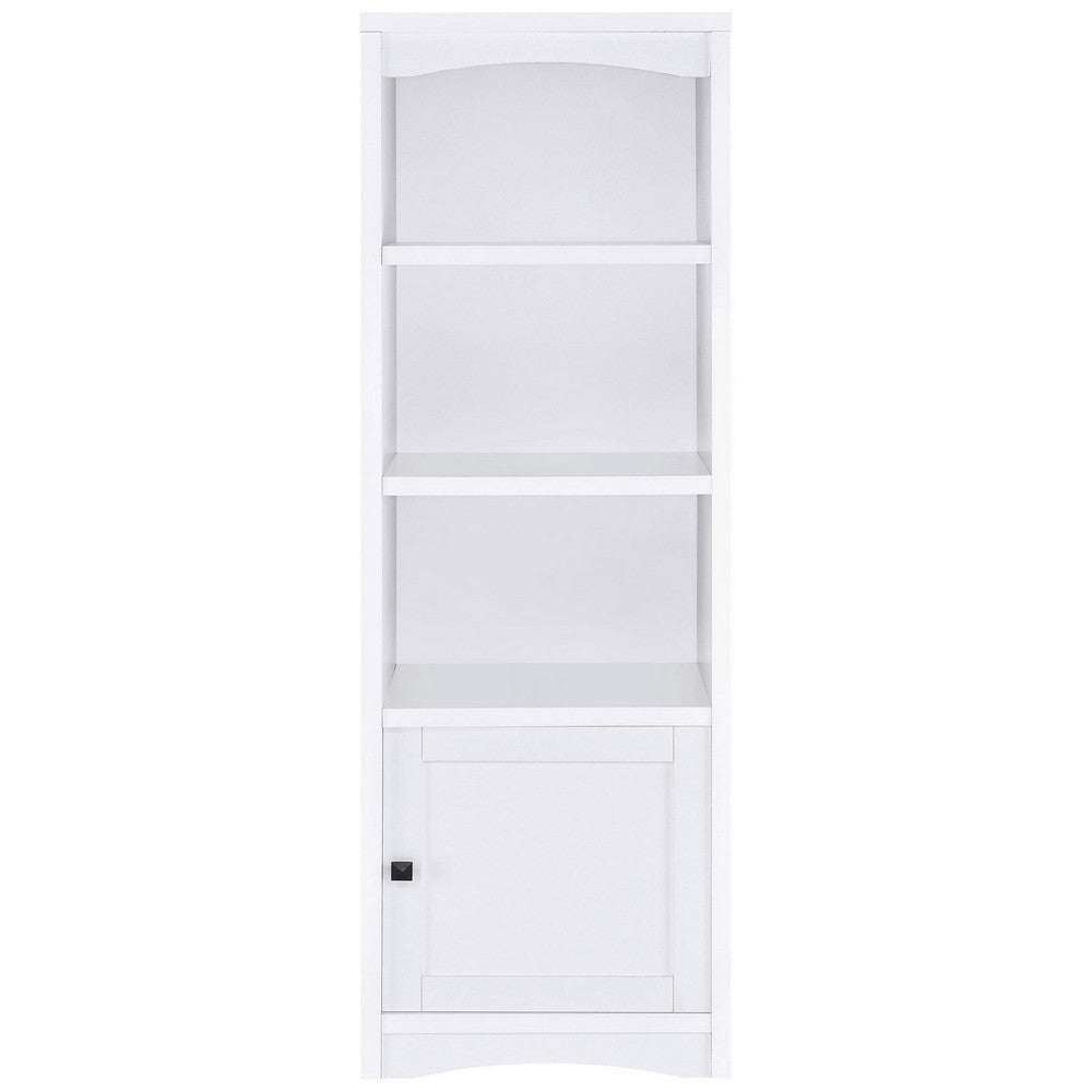 Donna Media Tower Pier Cabinet Adjustable Shelves White Wood 71 Inch