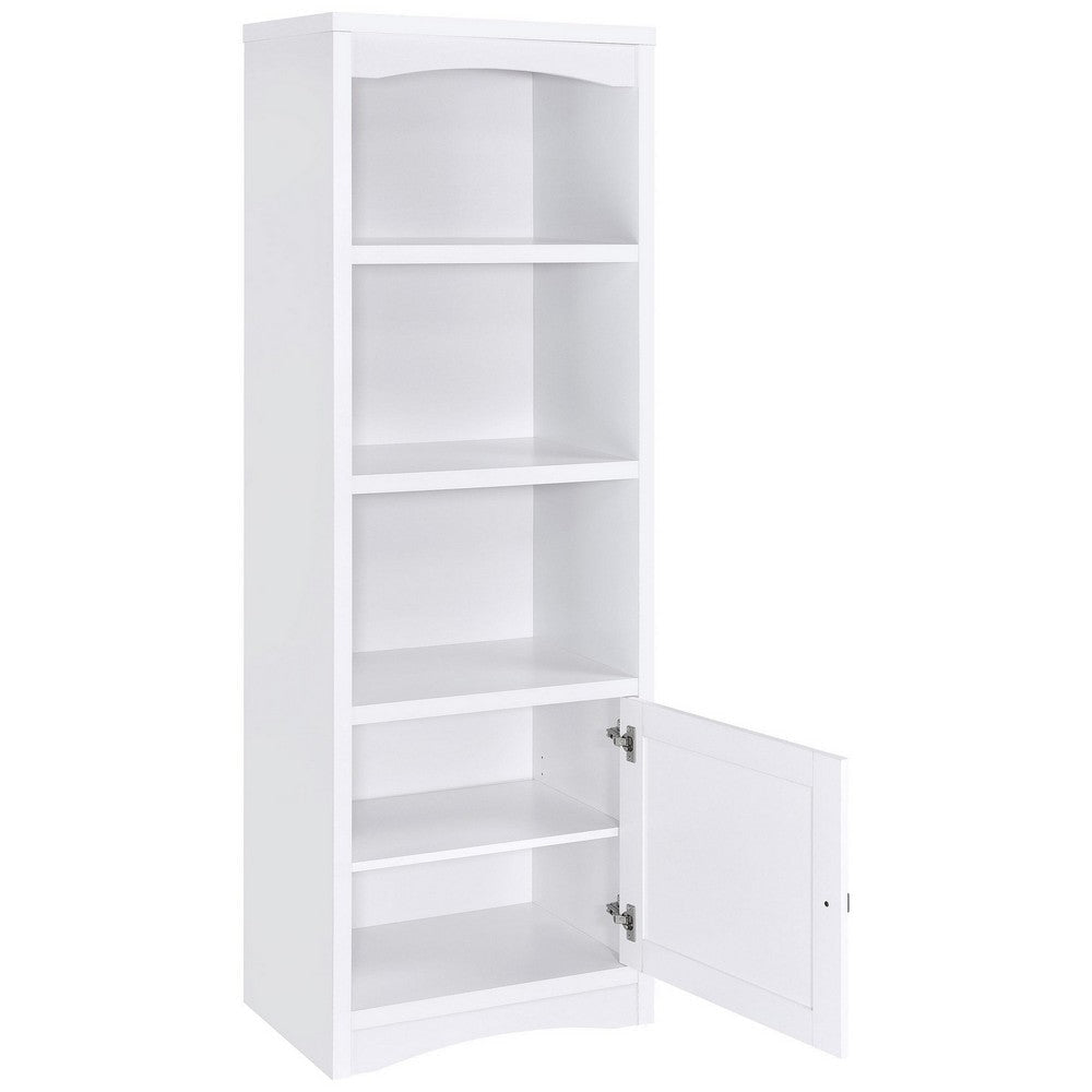 Donna Media Tower Pier Cabinet Adjustable Shelves White Wood 71 Inch