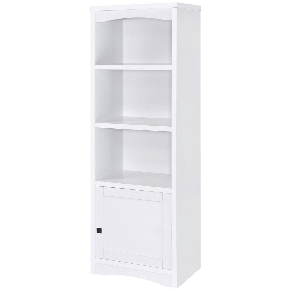 Donna Media Tower Pier Cabinet Adjustable Shelves White Wood 71 Inch