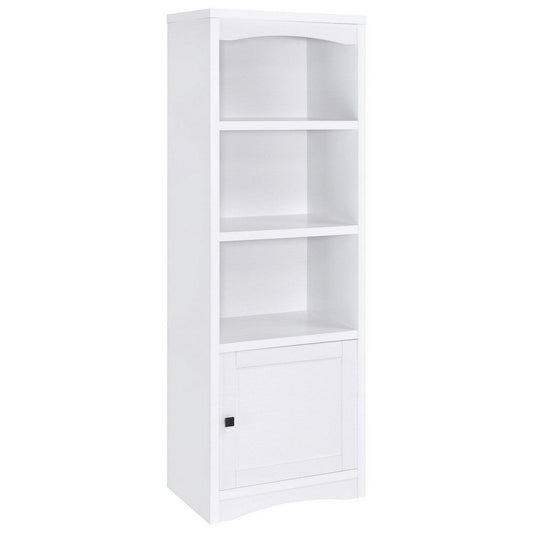 Donna Media Tower Pier Cabinet, Adjustable Shelves, White Wood 71 Inch